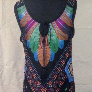 Magic Tribal Sleeveless Maxi Dress, SzM, Keyhole